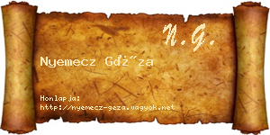 Nyemecz Géza névjegykártya